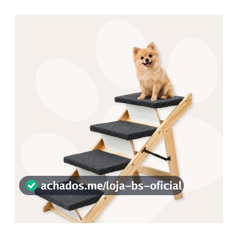 Escada Escadinha Rampa Pet 2 Em 1 Cachorro Gato Subir Na Cama Sofá 60cm Antiderrapante Dobrável