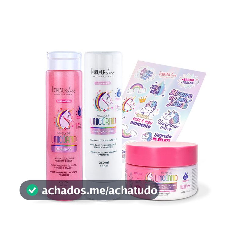 Kit Shampoo, Condicionador E Máscara Magia De Unicórnio Forever Liss