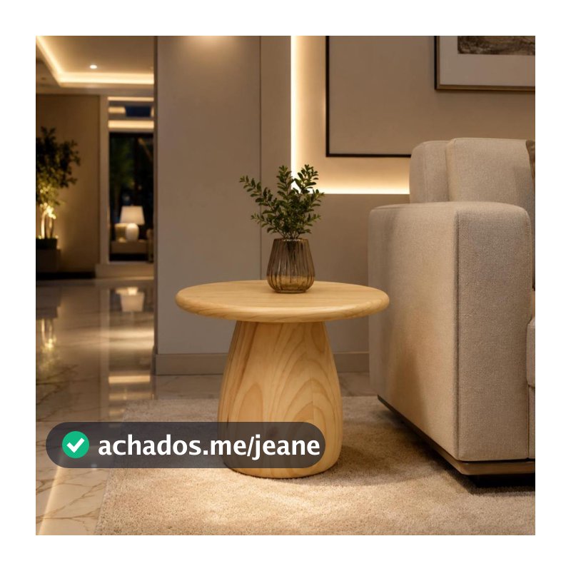 Mesa Lateral em Madeira Maciça com Design Orgânico Para Flores