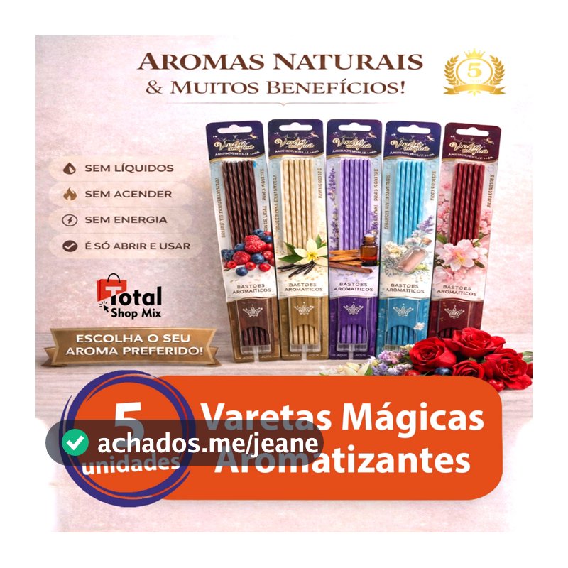 Kit Vareta Mágica Perfumada Ardecor Aromatizante de Ambiente - Pacote com 5 unidades