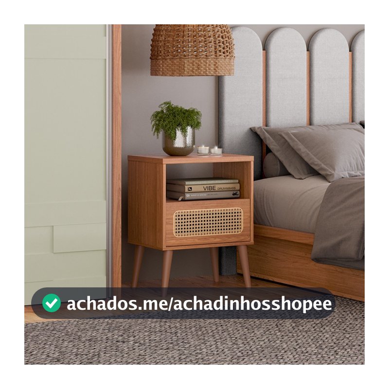Mesa de Cabeceira 1 Gaveta Tela Natural Curve Freijó - Dalla Costa