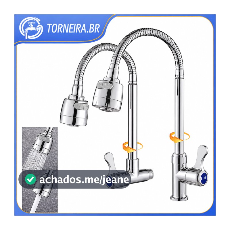 Torneira Cozinha Chuveiro Com Rotação De 360° Cozinha Luxo Verticais E De Parede Promoção