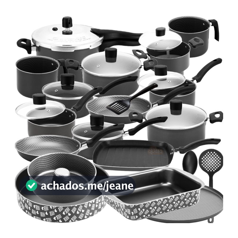 Kit De Panelas Antiaderentes 20Pç Cinza c/ Frigideira + Assadeiras + Bistequeira + Cuscuzeira