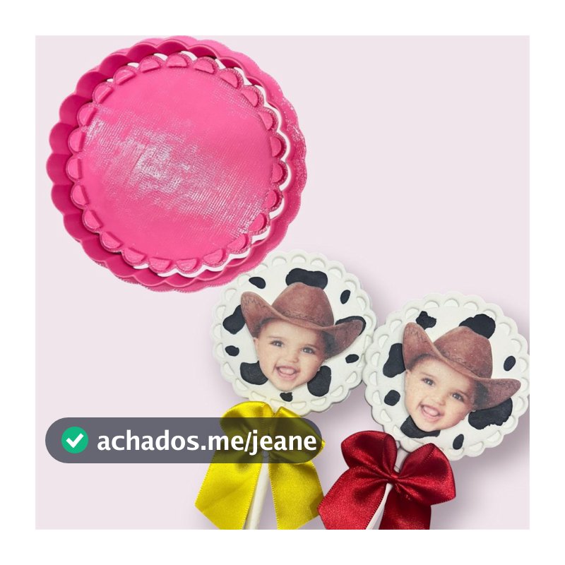 Cortador Círculo Babado Portal Moldura para Massa Pasta Doces Personalizados - 2 peças