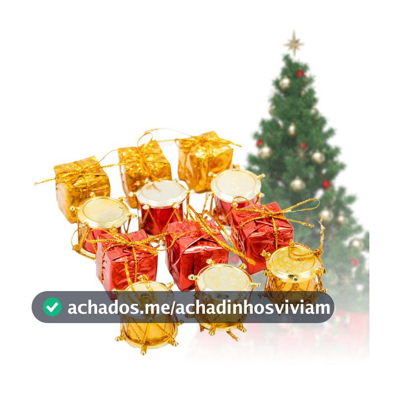 Enfeite de Natal em Forma de Árvore e Tambor para Pendurar