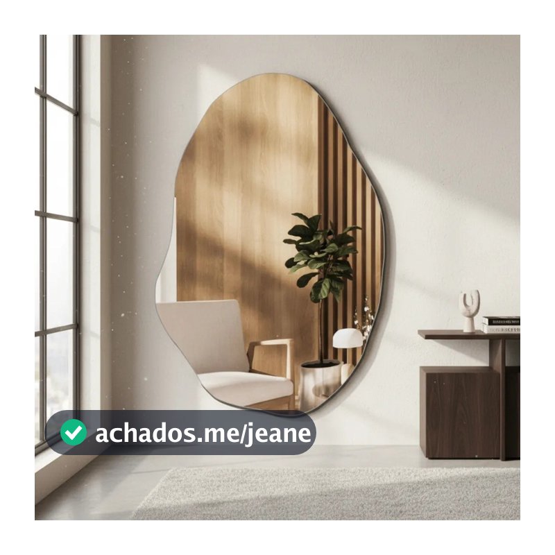 Espelho Orgânico 50x35 ou 70x50 ou 80x60 ou 90x70 ou 100x80 Lapidado Grande Sem Moldura Decoração C/ Suporte
