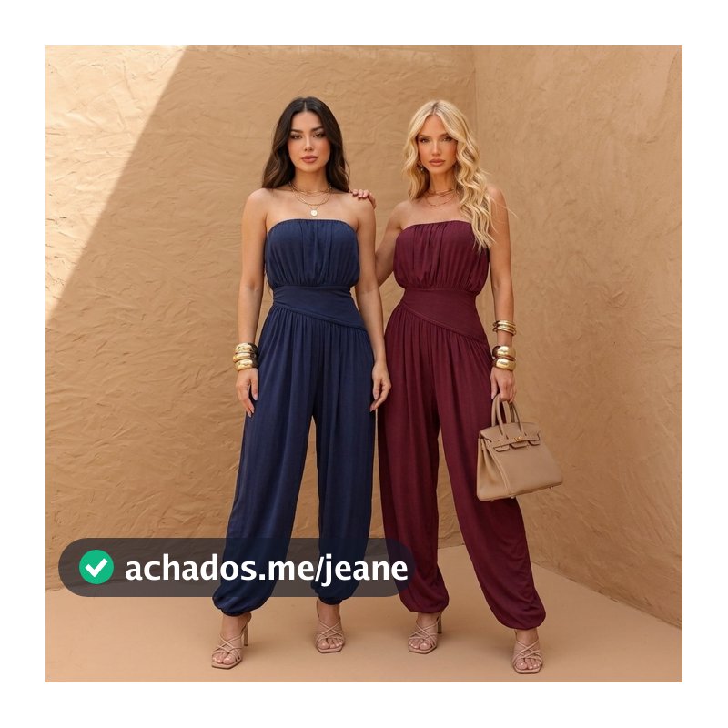 Macacão Feminino Aladim Tomara que Caia Tecido Romantic Elegante Caimento Solto Confortável Sem alças
