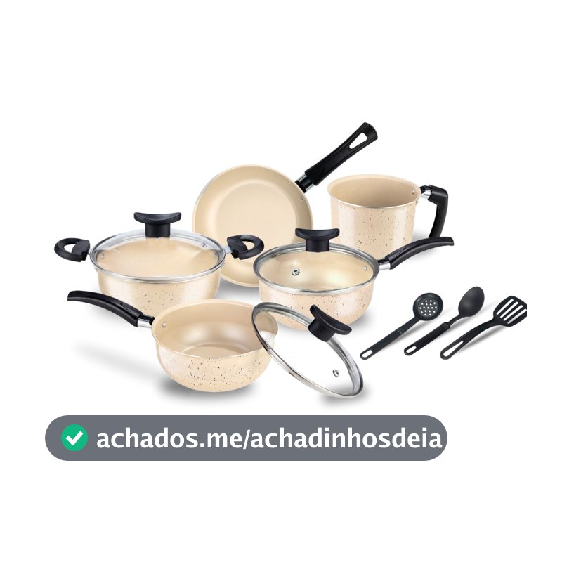 Kit Jogo De Panelas Brasilia 8 Peças Antiaderente Teflon