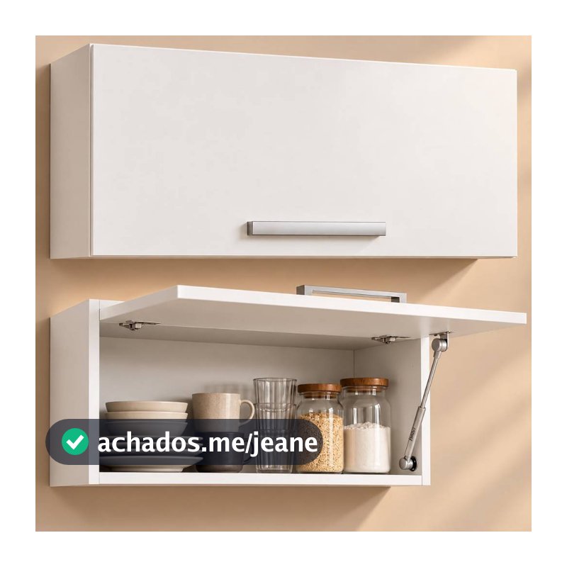 Armário Aéreo Multiuso BRANCO 60cm de Parede com Porta Basculante Organizador para Banheiro Lavanderia Escritório Quarto