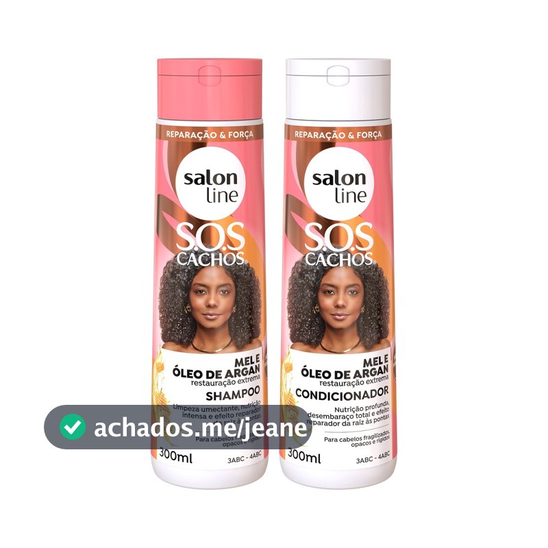 Kit Shampoo e Condicionador Mel e Óleo de Argan SOS Cachos Salon Line