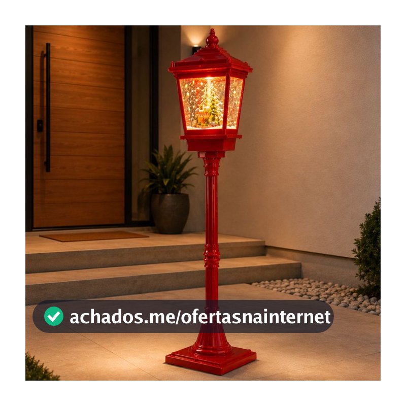 Poste Natalino Musical 1,85m Com Luz Led Neve Artificial