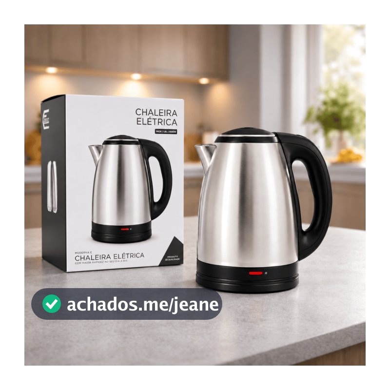 Chaleira Eletrica Bule 1,8 Litros INOX 110v 1000w 220v 1500w Cozinha Aquecedor de Agua Utilidade