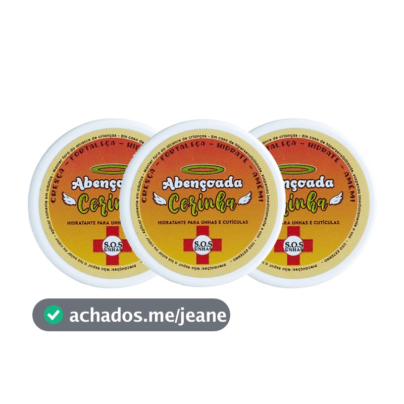 KIT 3 ABENÇOADA CERINHA HIDRATANTE PARA CUTÍCULAS S.O.S UNHAS TOP BEAUTY - HIDRATAÇÃO