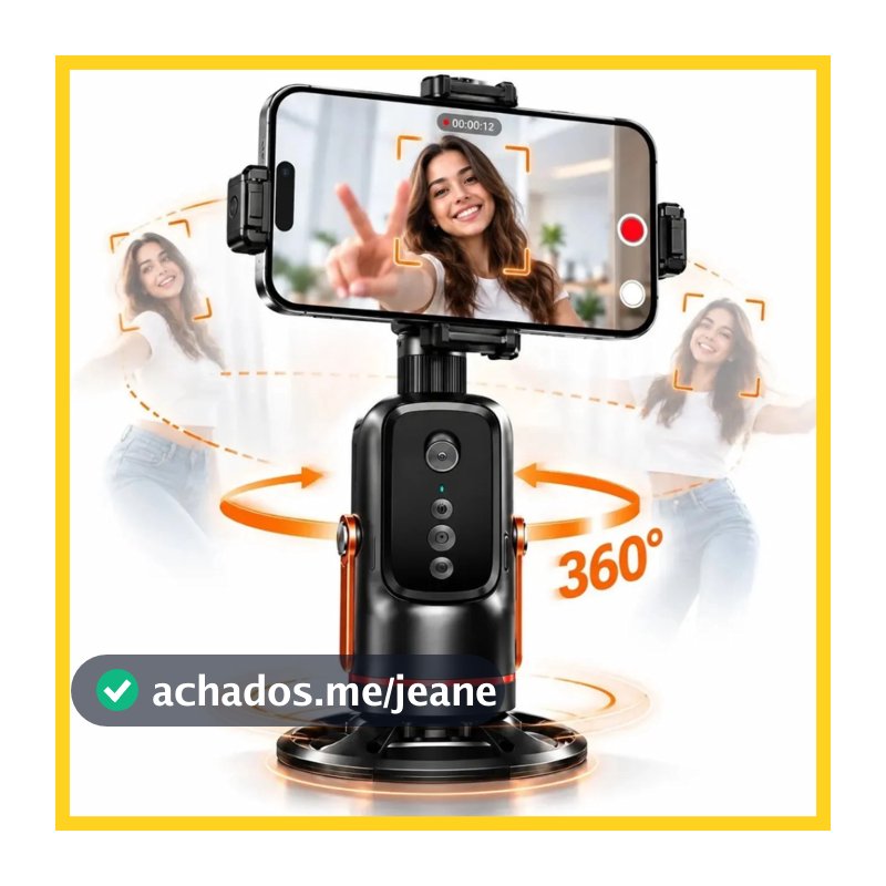Estabilizador Gimbal Suporte Celular 360 Rastreamento Facial Inteligente com Luz Led