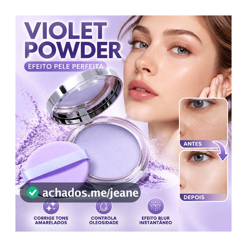 Pó Translúcido Compacto Lilás Violeta Fixador Maquiagem Efeito Blur Controle de Oleosidade Matte 10g