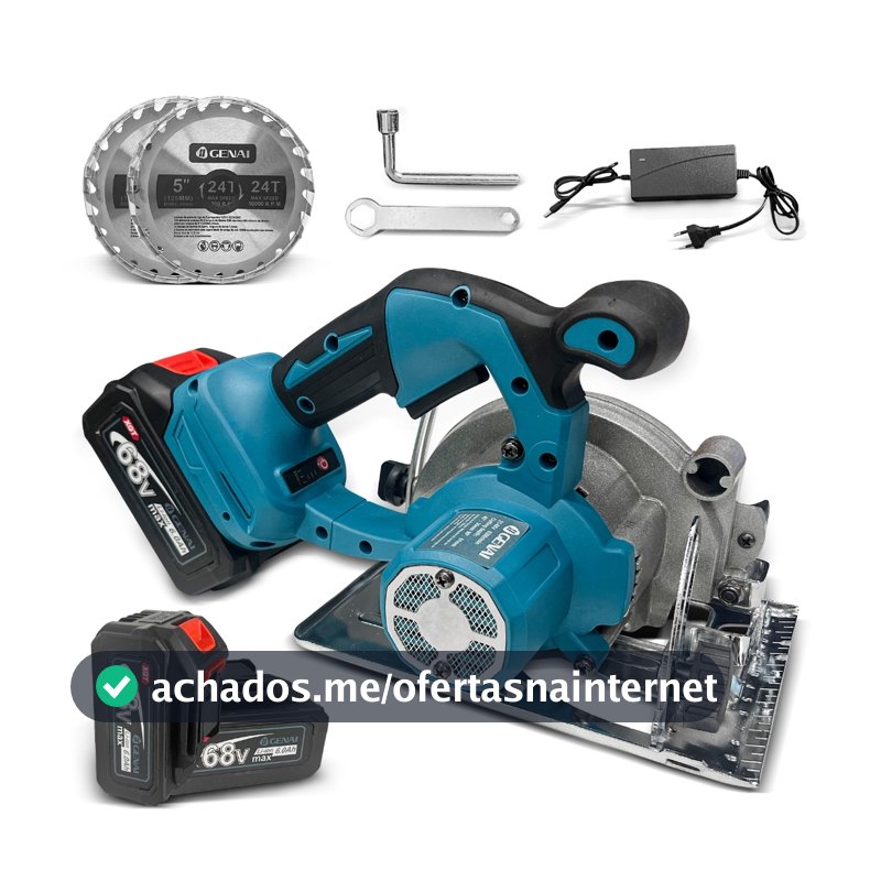 Serra Circular Sem Fio Recarregável E Portátil 2 Bateria 68V