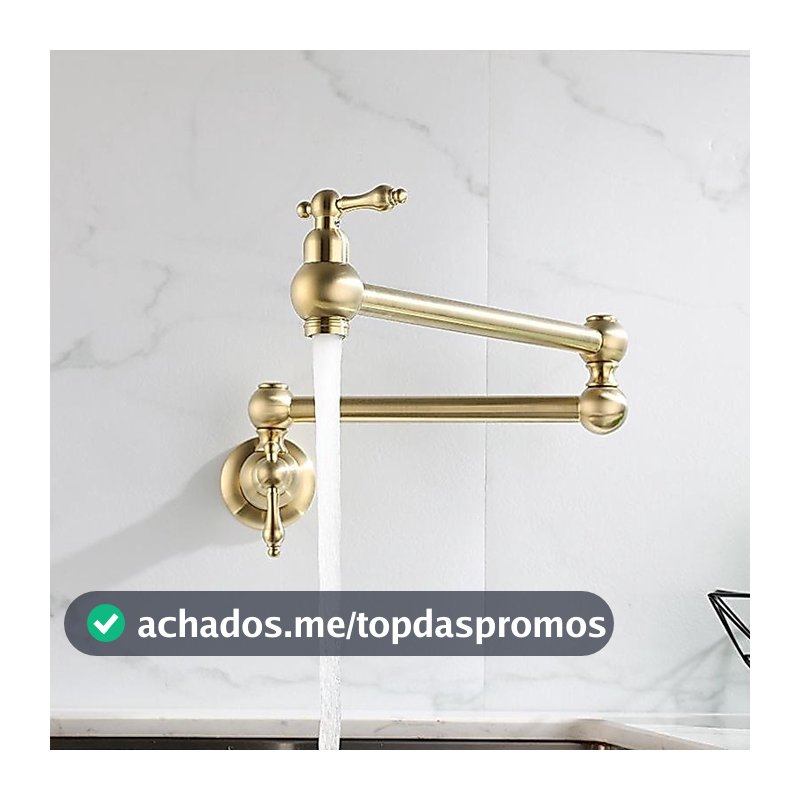 Torneira De Cozinha Dobrável Montada Na Parede Única Água Fria Latão Girar Bico Enchimento De Panela