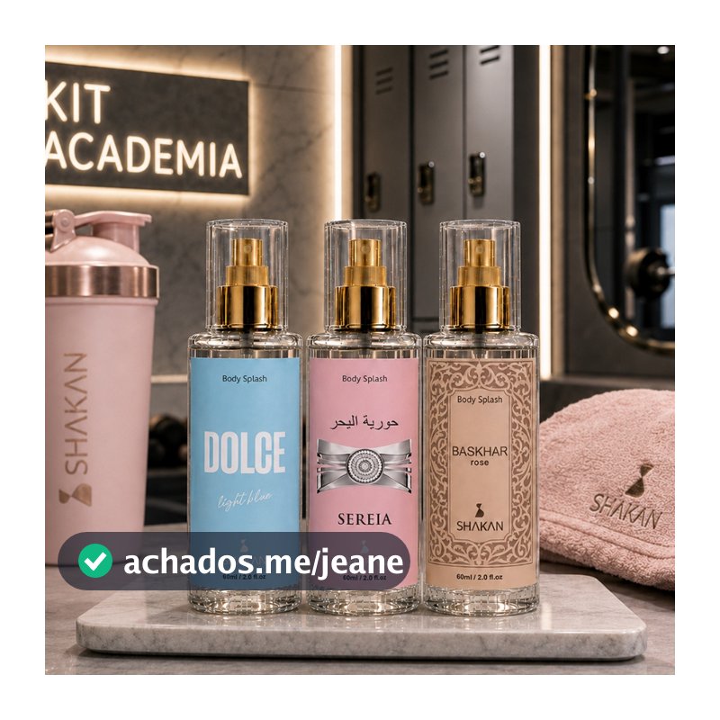 Kit Perfume Feminino Academia 3 Body Splash 60ml Shakan Fragrância Feminina Fitness Cheirosa Presente Mulher