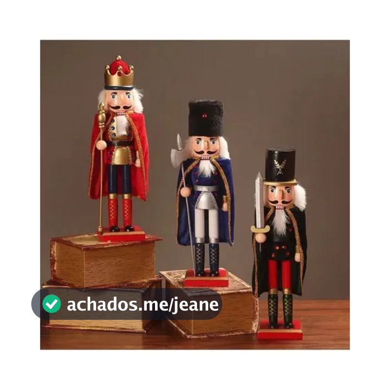 Conjunto de 3 enfeites de Natal em forma de quebra-nozes