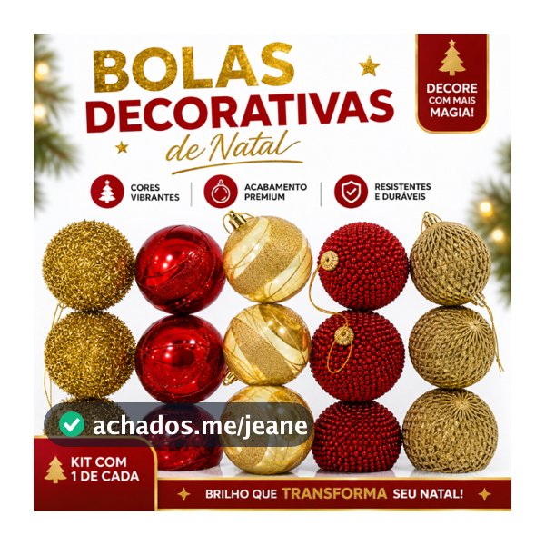 Kit Bolas de Natal Decorativas Vermelho e Dourado Enfeites para Árvore Natalina
