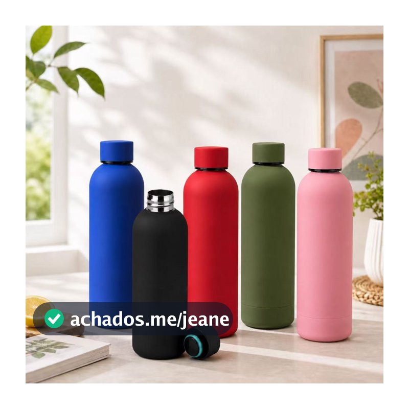 Garrafa Térmica 500ml Inox Parede Dupla Mantém Calor/Frio Para Academia Futebol Passeio Emborrachado