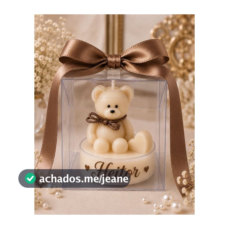 kit Vela Aromática Ursinho Personalizada – Lembrancinha para Maternidade, Chá de Bebê e Aniversário