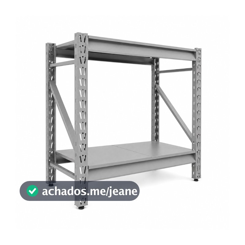 Estante de Aço Reforçada 2 Prateleiras 150kg por Nível Empilhável para Estoque Cinza BAFF