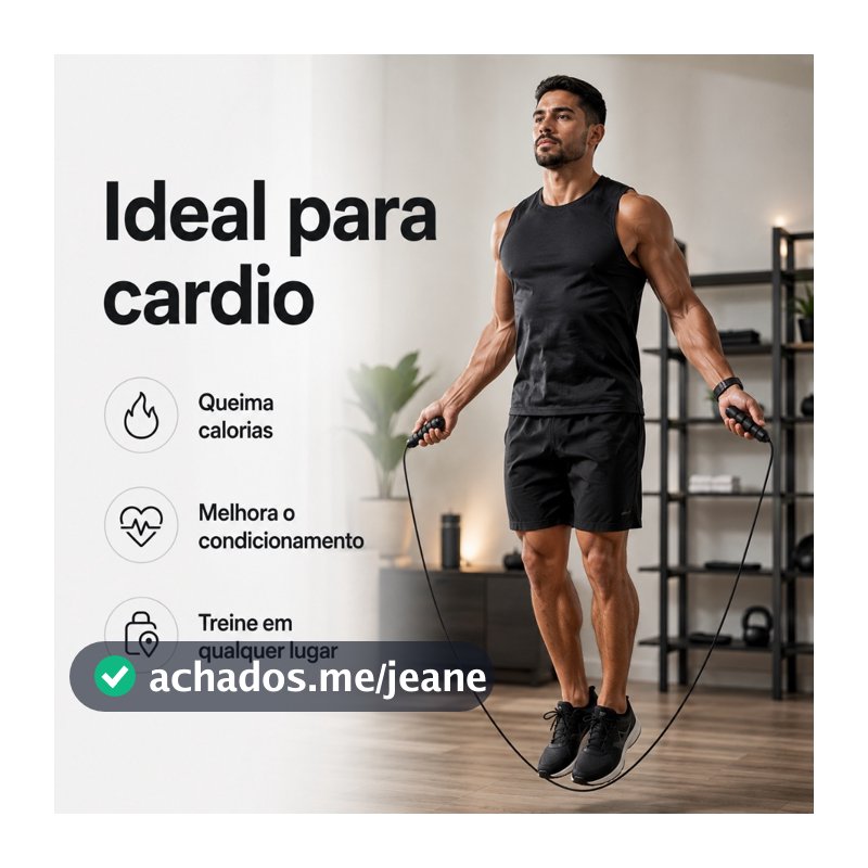 Corda de Pular com Rolamento 360° e Cabo de Aço Ajustável até 3 m para Academia e Treino