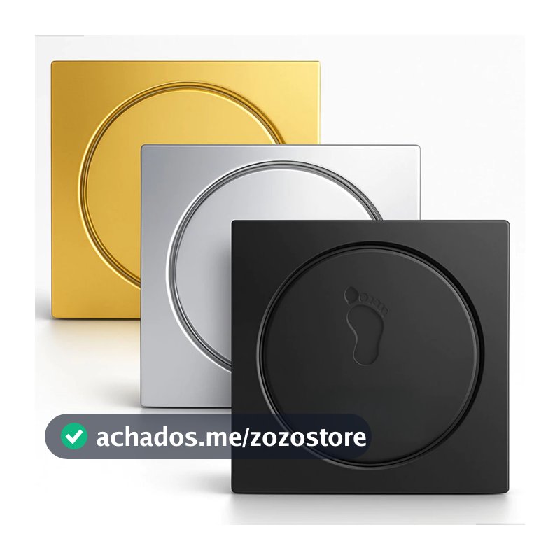 Kit 1/2 Ralo Inteligente Quadrado 10x10Cm Preto Cromado Dourado Click Inox Banheiro Lavabo Veda Cheiro ES
