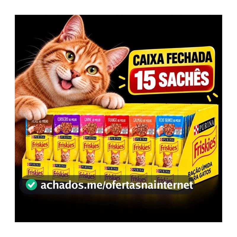 Sachê Friskies Kit 15 unidades Ração Umida Gatos Vários Sabores e Qualidade pet Gatos