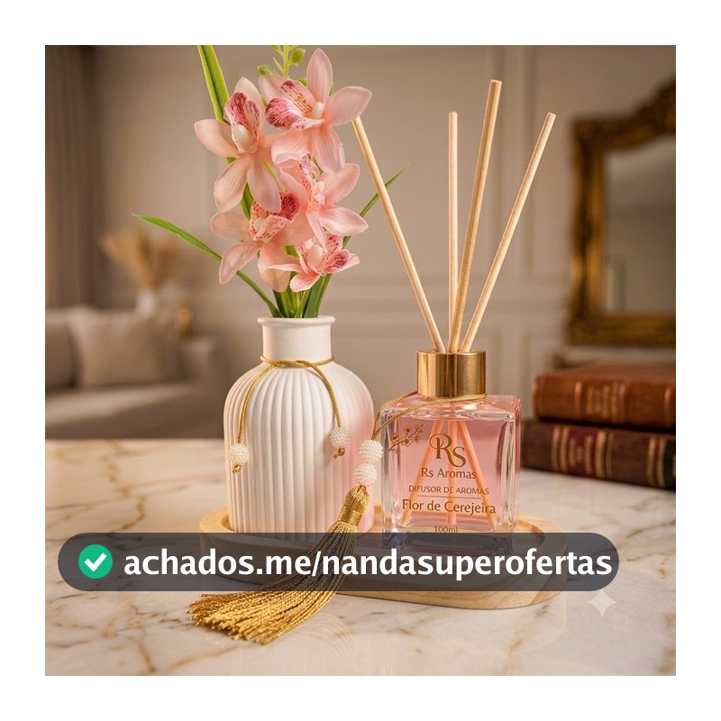 Kit Decorativo Luxo Difusor de Aromas + Vaso de Gesso com Flor Artificial Decoração Moderna