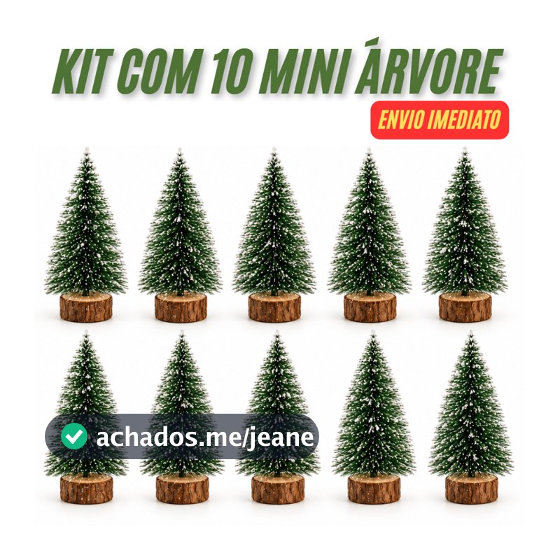 Kit Com 10 Mini Árvores de Natal 15cm Pinheiro Decoração Natalinas Nevada Flocada Enfeite Escritório Clínica Recepção
