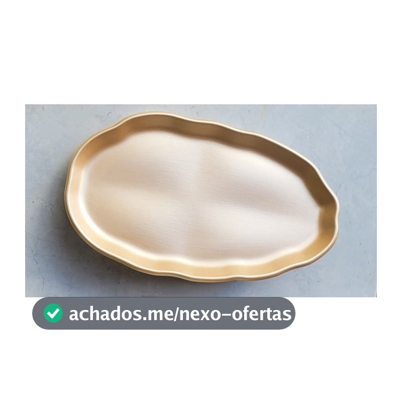 Bandeja Decorativa Oval Pintada e Envernizada com 28x16 cm