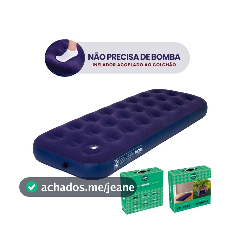 Colchão Inflável Solteiro com inflador Acoplado Multiuso Mor