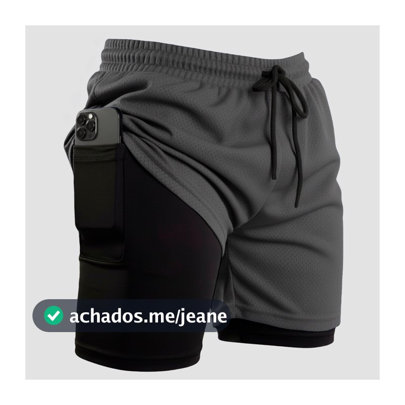 Bermuda Masculina Compreensão 2 Em 1 Short Esporte Academia  Futsal ciclismo caminhada