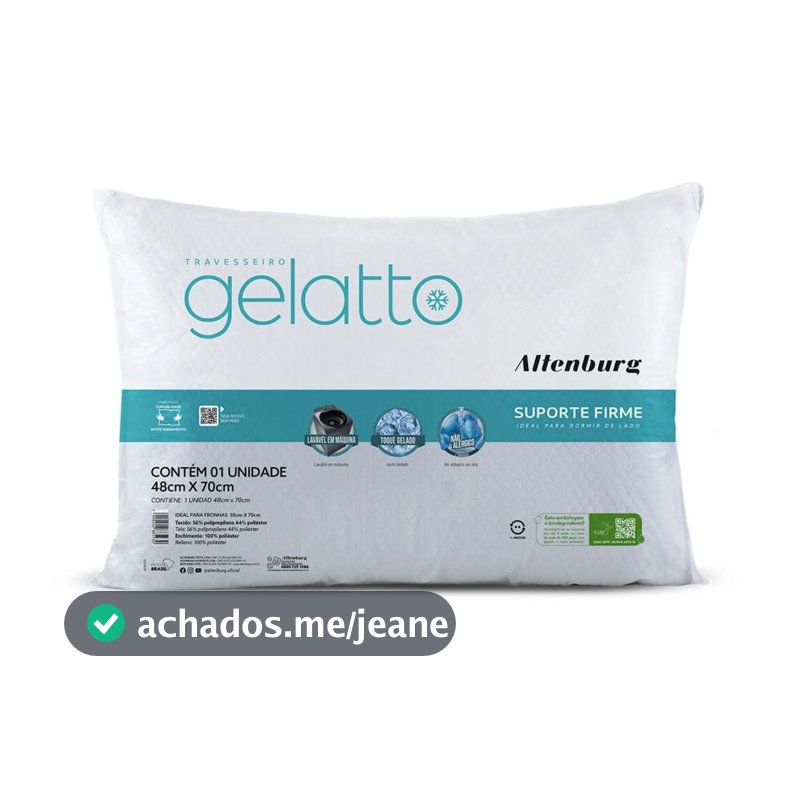 Travesseiro Gelatto Altenburg Antialérgico Suporte Firme Refrescante Toque Gelado Macio Lavável