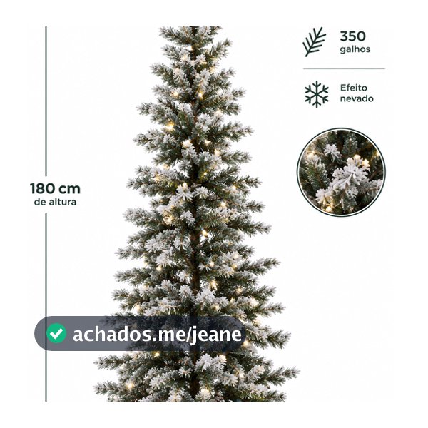 Árvore de Natal Nevada 180cm 350 Galhos Pinheiro Artificial Efeito Neve 🎄❄️