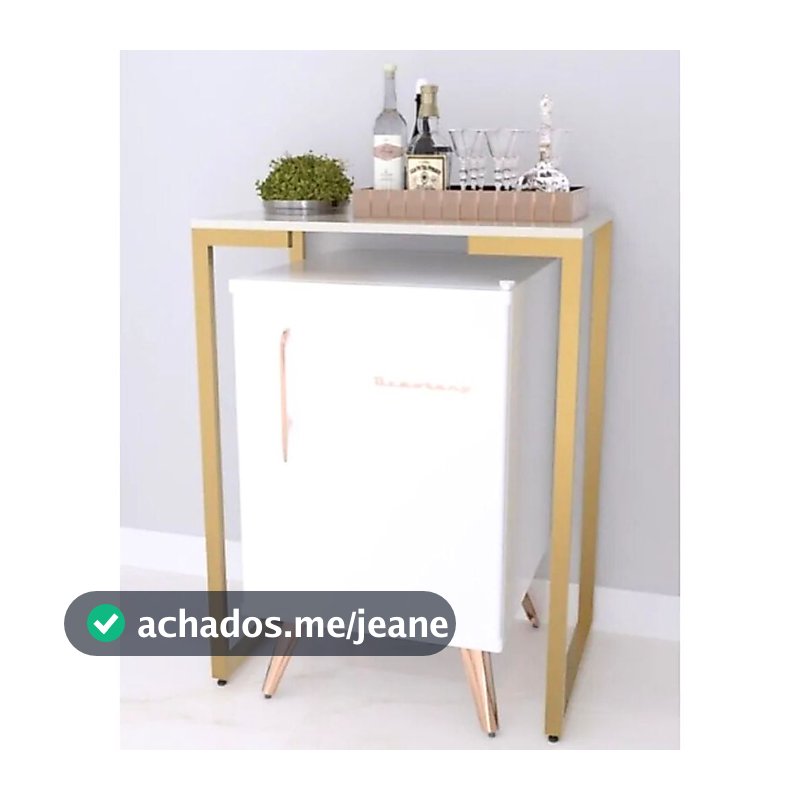 Mesa para Frigobar Industrial Moderna 60x50cm em Ferro e Metal para Varanda e Espaços Small