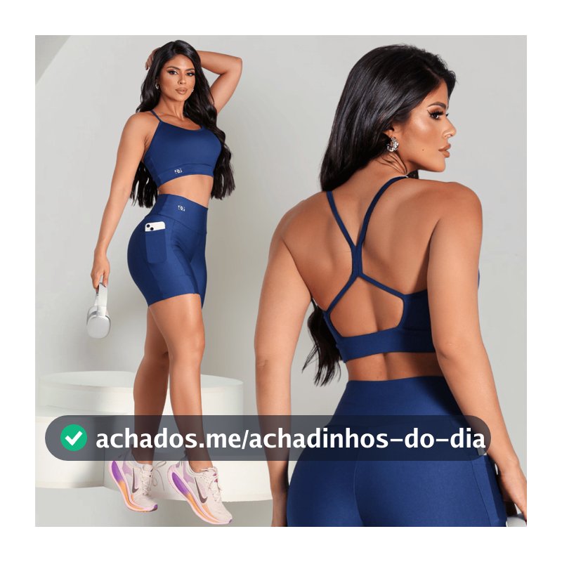 Conjunto Fitness Feminino Top e Short Suplex Premium Bolso Cintura Alta Zero Transparência