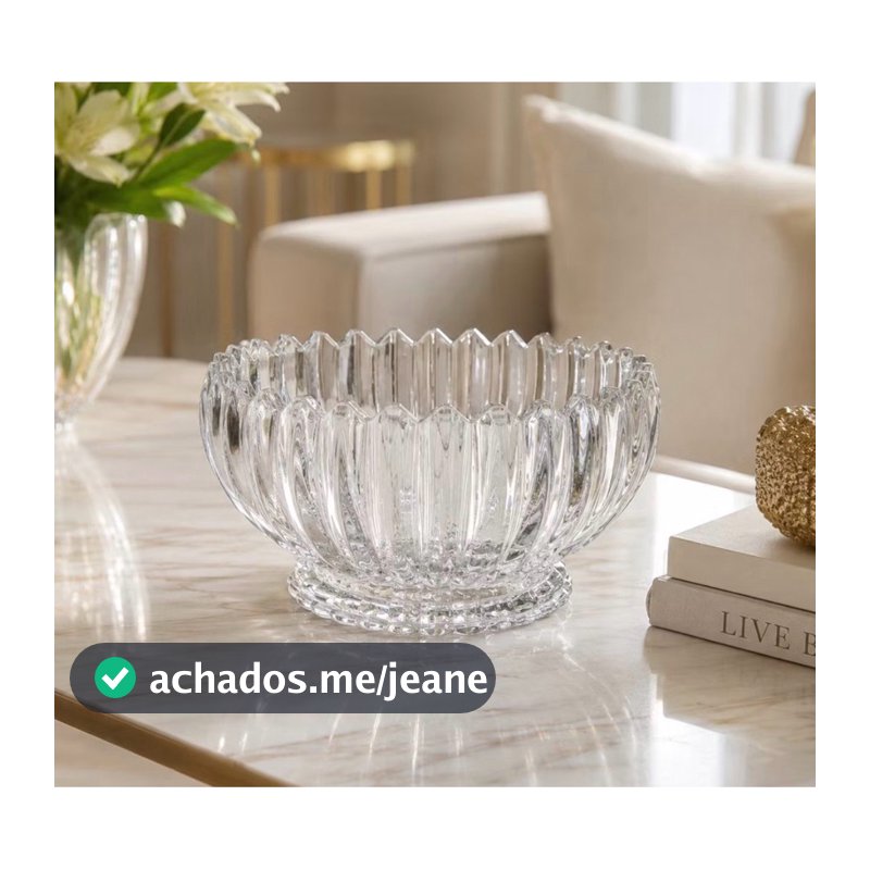 Fruteira Centro de Mesa Vidro Lapidado12x28 Lux Geneva Redonda/Oval Mesa Posta Vidro Resistente