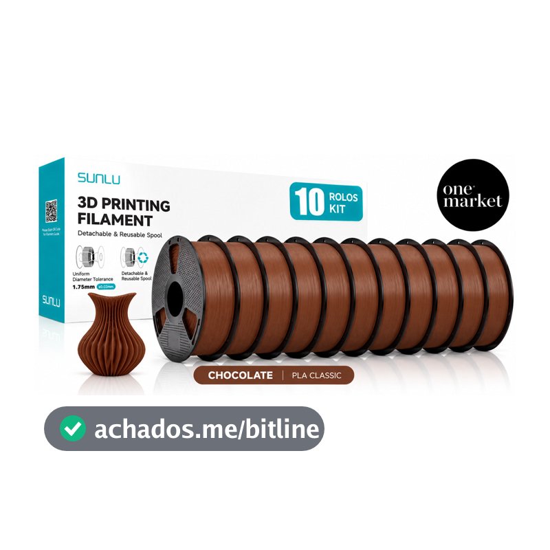 Kit 10kg Filamento Impressora 3d Sunlu PLA Classic Cor Chocolate (Marrom)- OneMarket