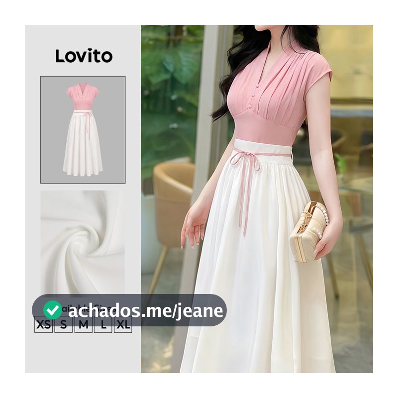Lovito Elegant Vestido Rosa Evasê Longo Com Botões E Drapeado Para Trabalho Primavera E Verão DRB201P1D272