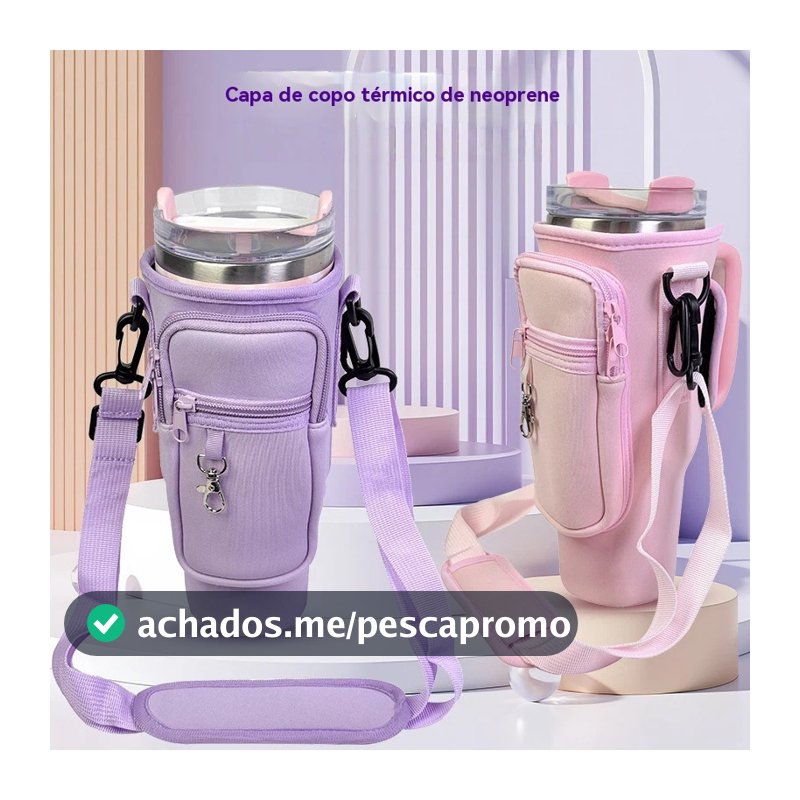 Capa para copos térmicos Com Alça De Ombro Perfeita Para Transporte