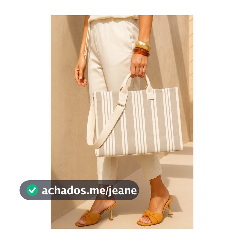 Bolsa Tote Grande em Sarja Listrada