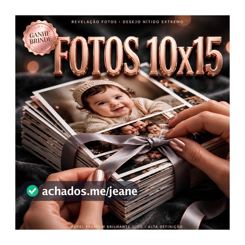 Revelação de Fotos 10x15 | Papel Fotográfico 180g | Cores Vivas | 05 a 100 Fotos | Impressão Premium em Alta Definição