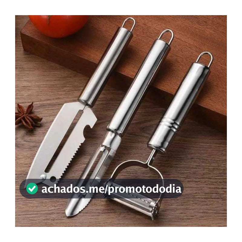 Kit 3 Descascadores Inox Legumes Frutas Escama Peixe Queijo