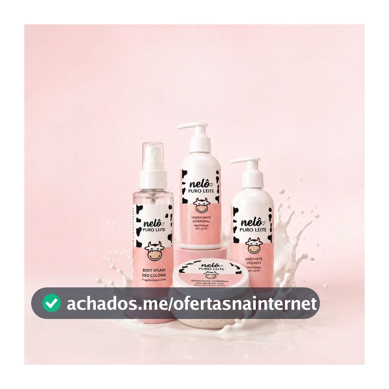 Kit Puro Leite Vaquinha - Sabonete, Esfoliante, Hidrante Corporal e Body Splash