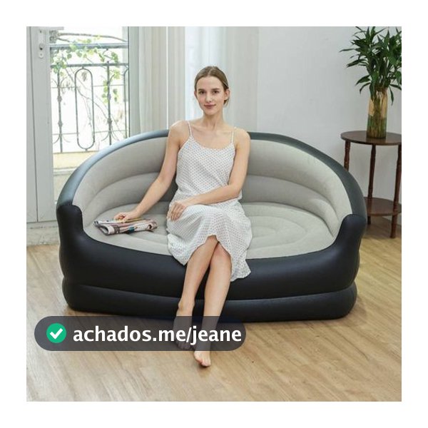 Mini Sofa Inflavel 2 Lugares Compacto Portatil Facil Montagem Sofá Resistente