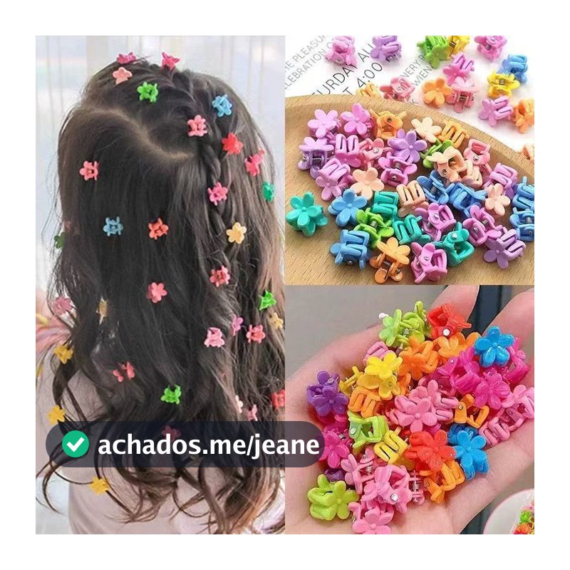 Conjunto de 120 mini presilhas de cabelo coloridas para crianças, com estampas de flores, borboletas e coelhinhos