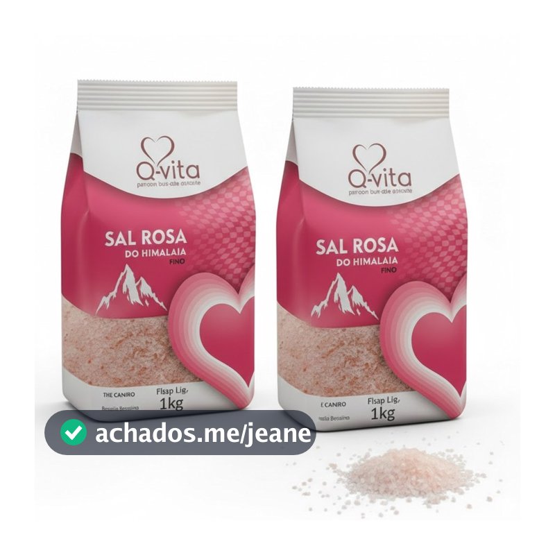 Kit c/ 2und Sal Rosa Himalaia Fino Q-VITA Pacote 1Kg